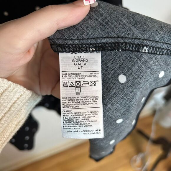 Old Navy Fit and Flare Polka Dot Black White Dress Large Tall - Picture 6 of 8